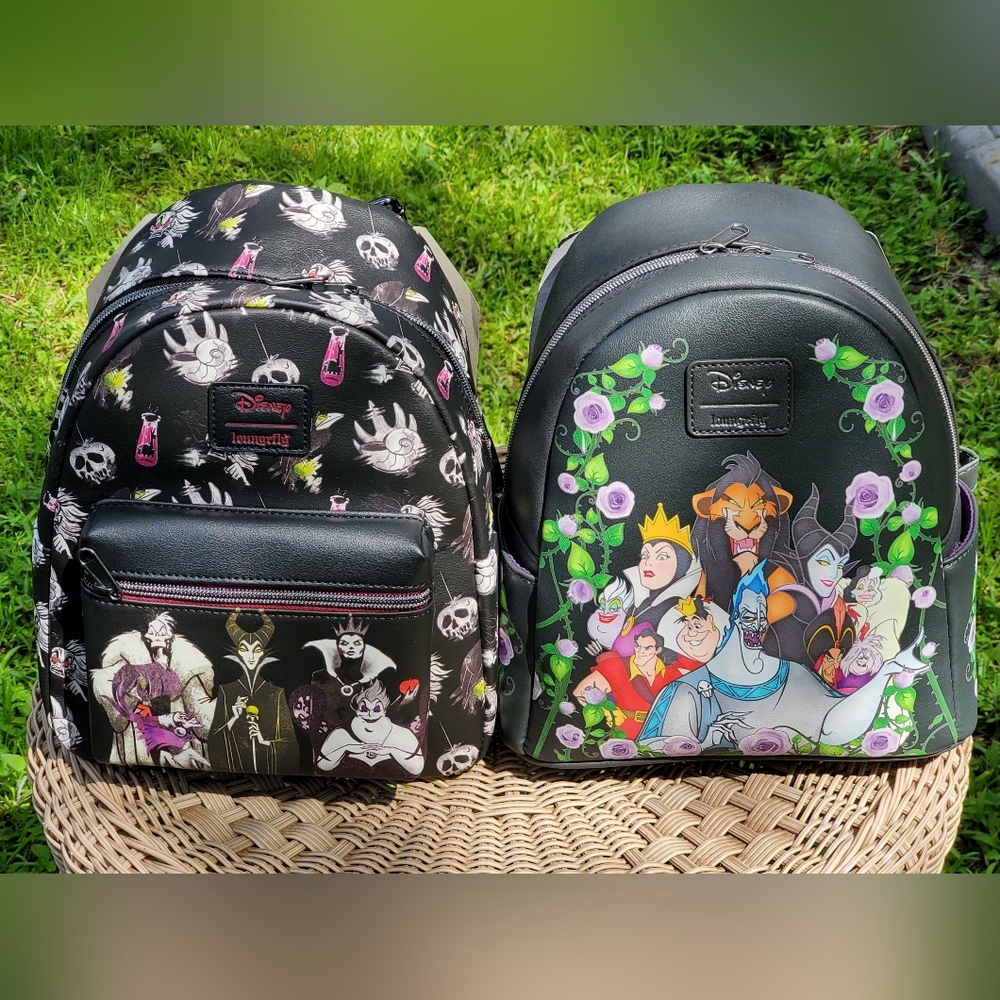 Disney Loungefly Villains lot, Disney Villains Dark & 9 Villains Floral Mini